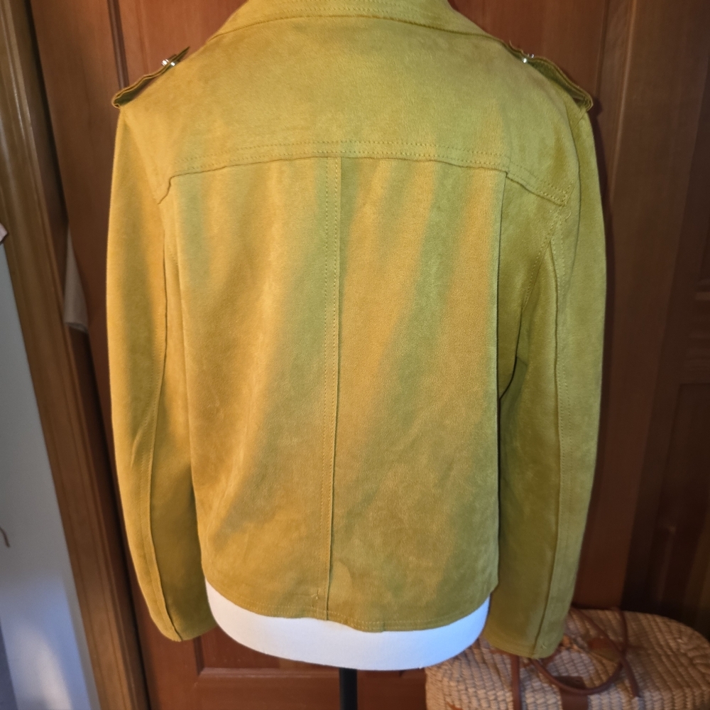 Philosophy Mustard Faux Suede moto jacket Size Large. - Picture 5 of 10